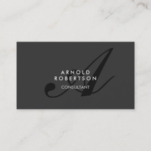 Modern Monogram Plain Grey Trendy Business Card