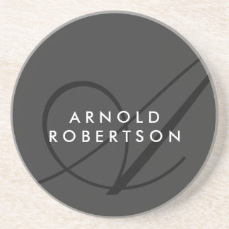 Modern Monogram Plain Grey Trendy Coaster