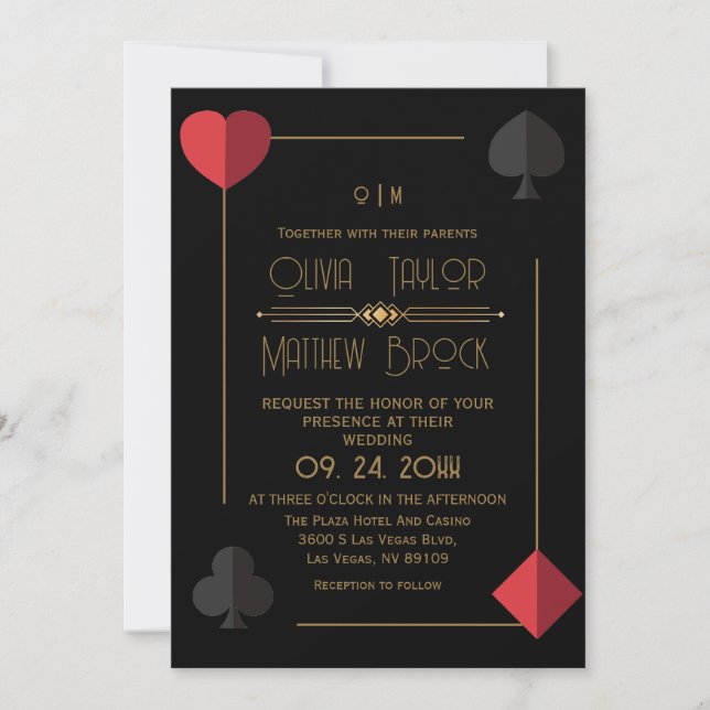 Modern Monogram Playing Card Wedding  (Front)