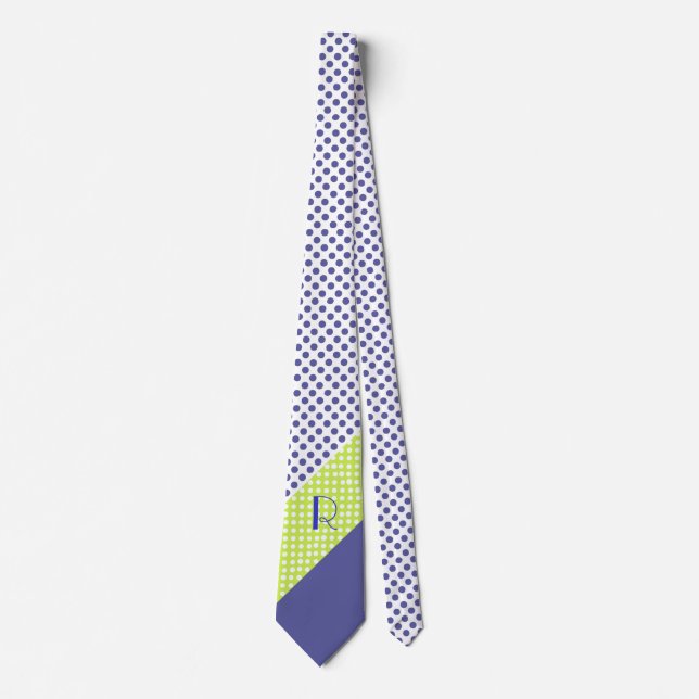 Modern Monogram Polka Dot Pattern Tie (Front)