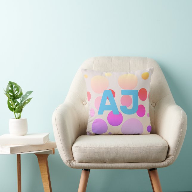 Modern Monogram Polka Dot Pink Purple Ombre Cushion (Chair)