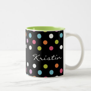 Modern Monogram Polka Dots Two-Tone Coffee Mug
