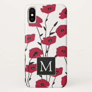 Modern Monogram Poppies Pattern iPhone X Case