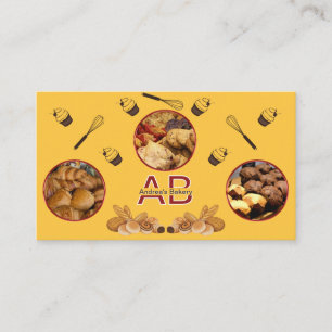 Modern Monogram Professional Bakery Yellow Custom Business Card