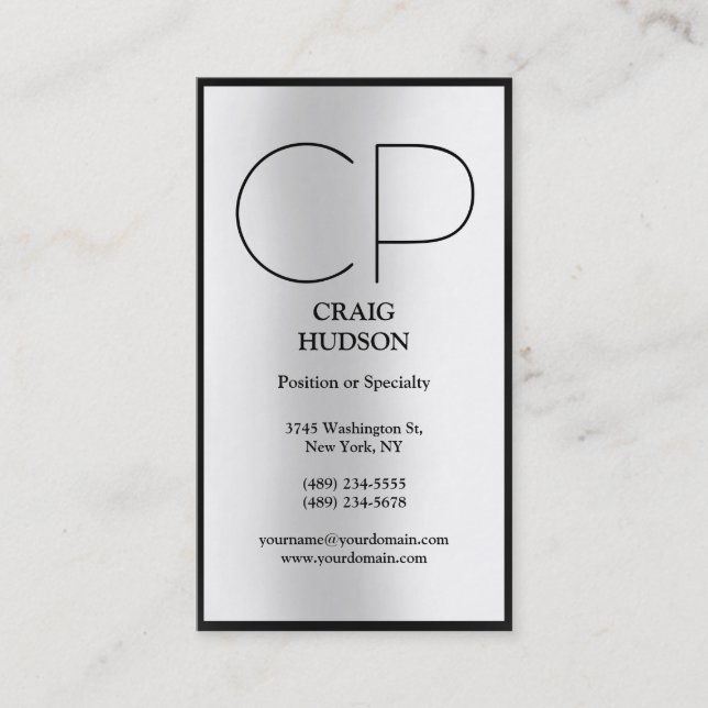 Modern Monogram Professional Business Card (Front)