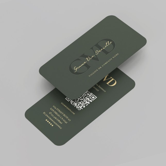Modern Monogram Professional Dark Green Gold Business Card (Modern Monogram Professional Dark Green Gold Business Card
)
