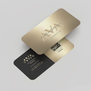 Modern Monogram Professional Elegant Black Gold  Business Card