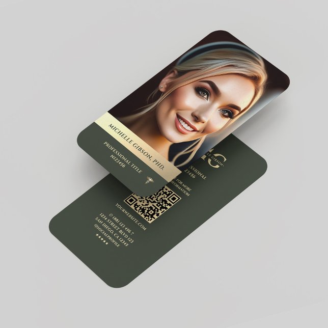 Modern Monogram Professional Elegant Green Gold Qr Business Card (Modern Monogram Professional Elegant Green Gold Qr Business Card
)