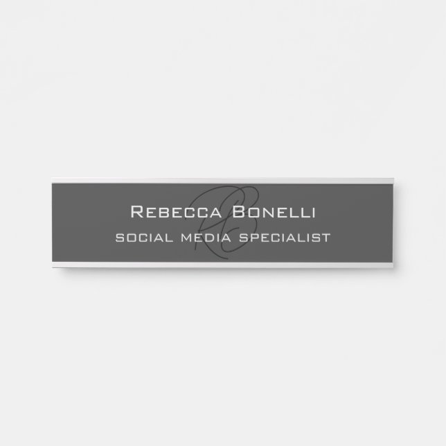 Modern Monogram Professional Grey Door Sign (Front)