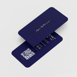 Modern Monogram Professional Midnight Blue Business Card