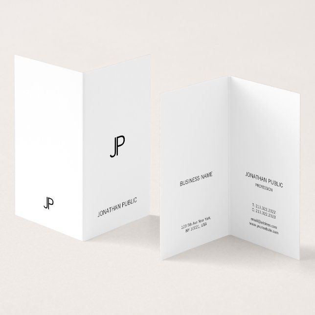 Modern Monogram Professional Minimalist Elegant Business Card (Inside and Outside)