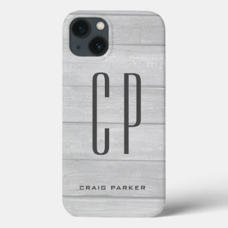 Modern Monogram Professional Plain Grey iPhone 13 Case