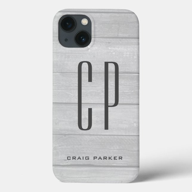 Modern Monogram Professional Plain Grey Case-Mate iPhone Case (Back)