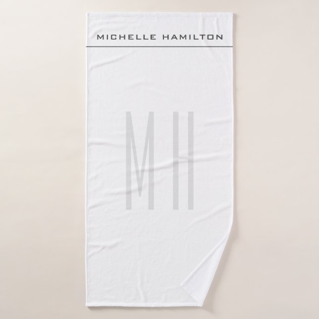 Modern Monogram Professional Plain Minimalist Bath Towel (Bath Towel)