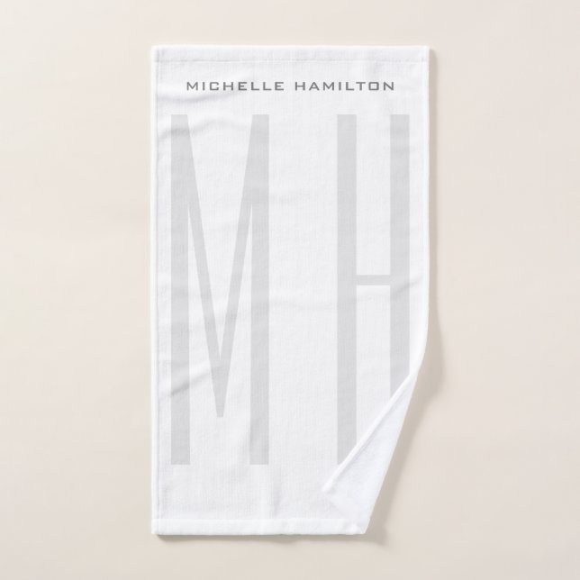 Modern Monogram Professional Plain Minimalist Hand Towel (Hand Towel)