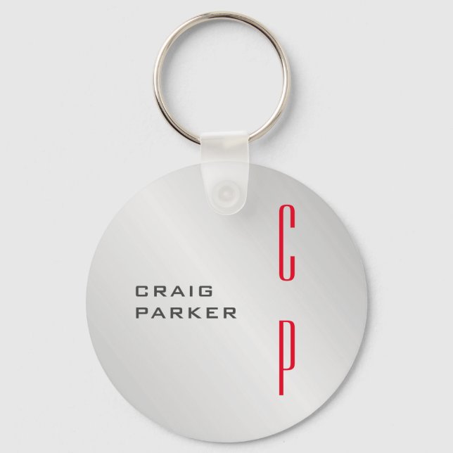 Modern Monogram Professional Plain Minimalist Key Ring (Front)