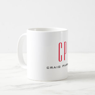 Modern Monogram Professional Plain Minimalist Name Coffee Mug
