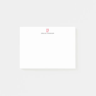 Modern Monogram Professional Plain Minimalist Post-it Notes
