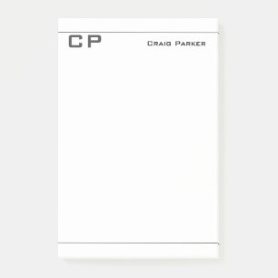 Modern Monogram Professional Plain Minimalist Post-it Notes