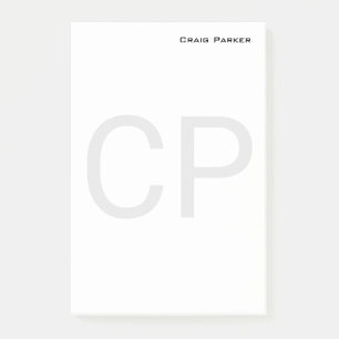 Modern Monogram Professional Plain Minimalist Post-it Notes