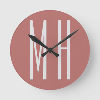 Modern Monogram Professional Plain Minimalist Round Clock