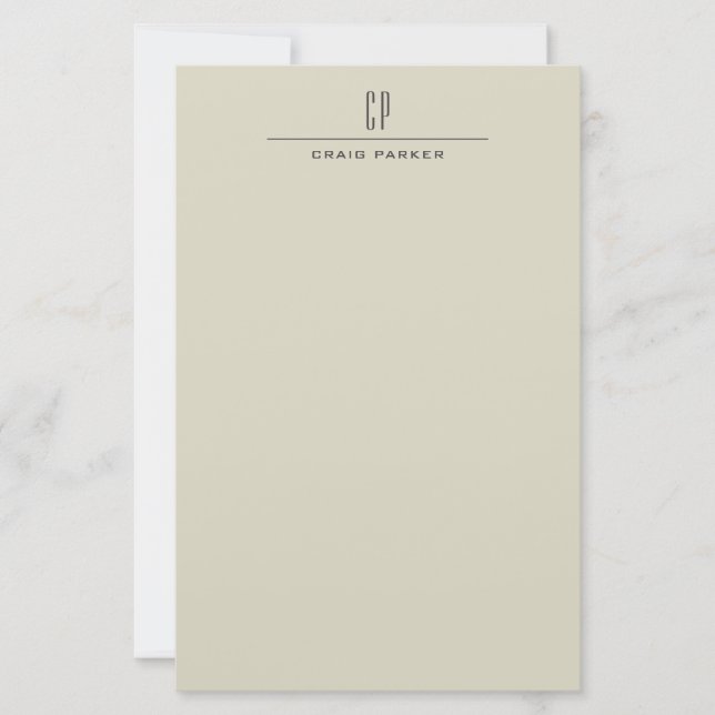 Modern Monogram Professional Plain Minimalist Stationery (Front)