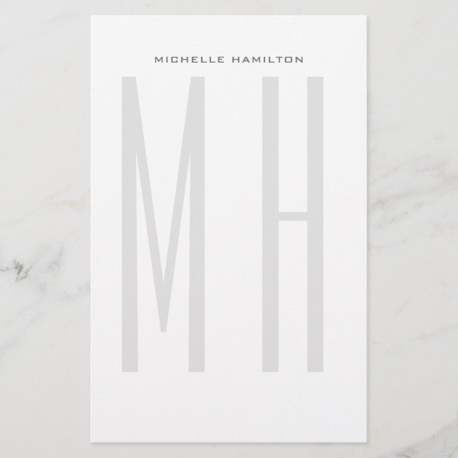 Modern Monogram Professional Plain Minimalist Stationery (Front)
