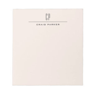 Modern Monogram Professional Plain Pastel Colour Notepad