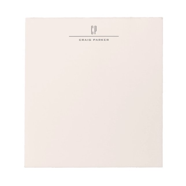 Modern Monogram Professional Plain Pastel Colour Notepad (Front)