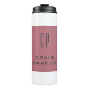 Modern Monogram Professional Plain Rose Gold White Thermal Tumbler