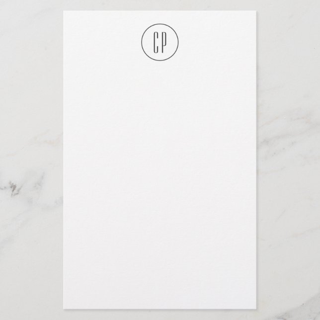 Modern Monogram Professional Plain Simple Initials Stationery (Front)