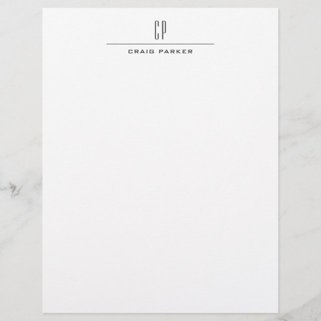 Modern Monogram Professional Plain Simple Minimal Custom Letterhead (Front)