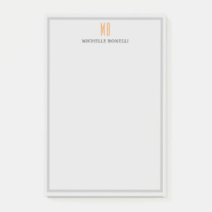 Modern Monogram Professional Plain Simple Minimal Post-it Notes