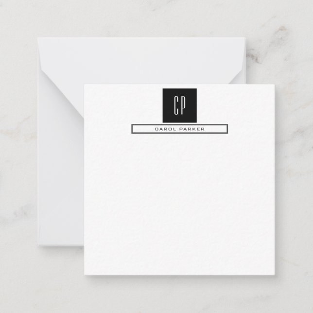 Modern Monogram Professional Plain Simple Name Card (Front)