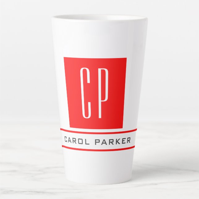 Modern Monogram Professional Plain Simple Name Latte Mug (Front)