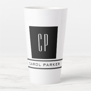 Modern Monogram Professional Plain Simple Name Latte Mug
