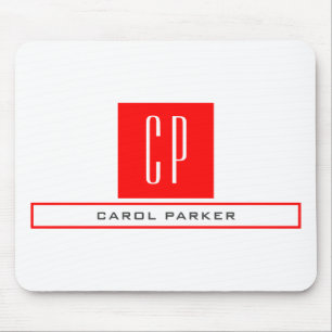 Modern Monogram Professional Plain Simple Name Mouse Mat