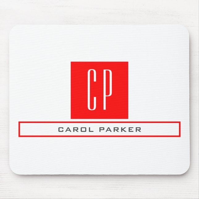 Modern Monogram Professional Plain Simple Name Mouse Mat (Front)