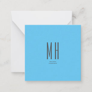 Modern Monogram Professional Plain Simple Sky Blue Card