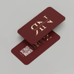 Modern Monogram Professional Red Maroon Gold Business Card<br><div class="desc">Modern Monogram Professional Red Maroon Gold Business Card with QR code, can easily be personalised along with the feature line to make a design as unique as you are! Need help? Feel free to contact me using the message button on the product page. I am happy to help with your...</div>