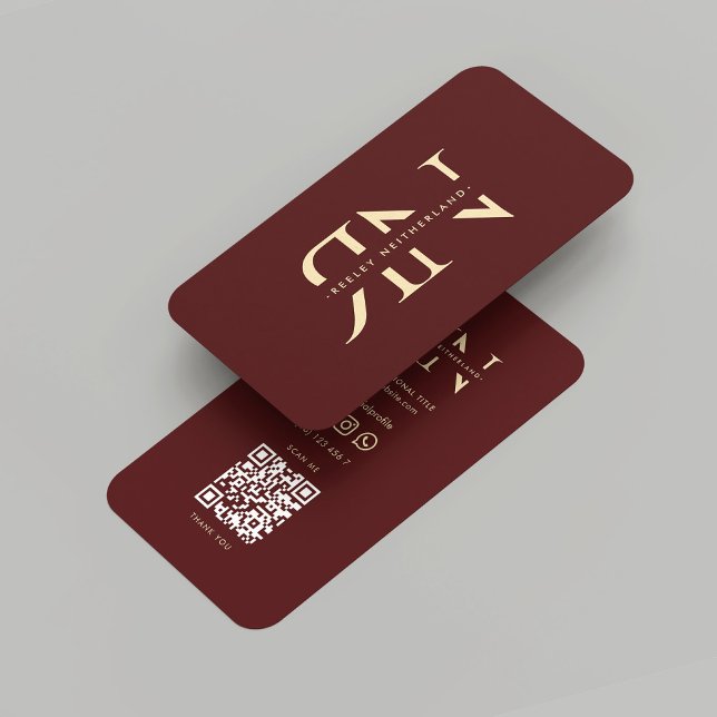 Modern Monogram Professional Red Maroon Gold Business Card (Modern Monogram Professional Red Maroon Gold Business Card
)