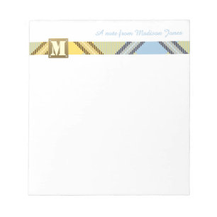 Modern Monogram Professional Script Name Tartan Notepad