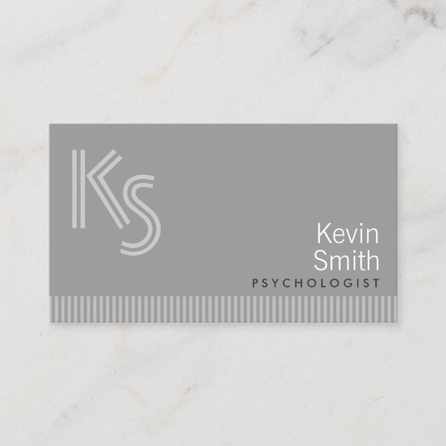 Modern Monogram Psychologist Business Card (Front)