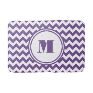 Modern Monogram Purple Chevron Bath Mat