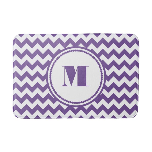 Modern Monogram Purple Chevron  Bath Mat (Front)
