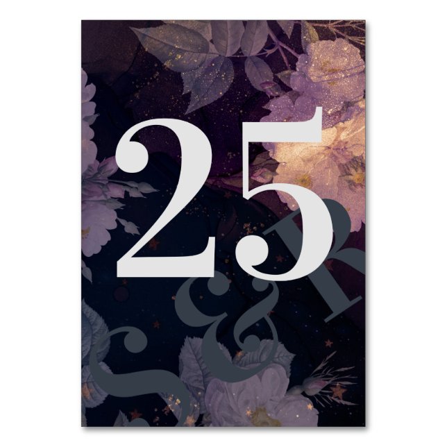 Modern Monogram Purple Fall Wedding Table Number (Front)