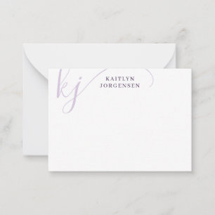 Modern Monogram Purple Fancy Script Initials Card
