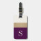Modern Monogram Purple Gold Striped | Luggage Tag