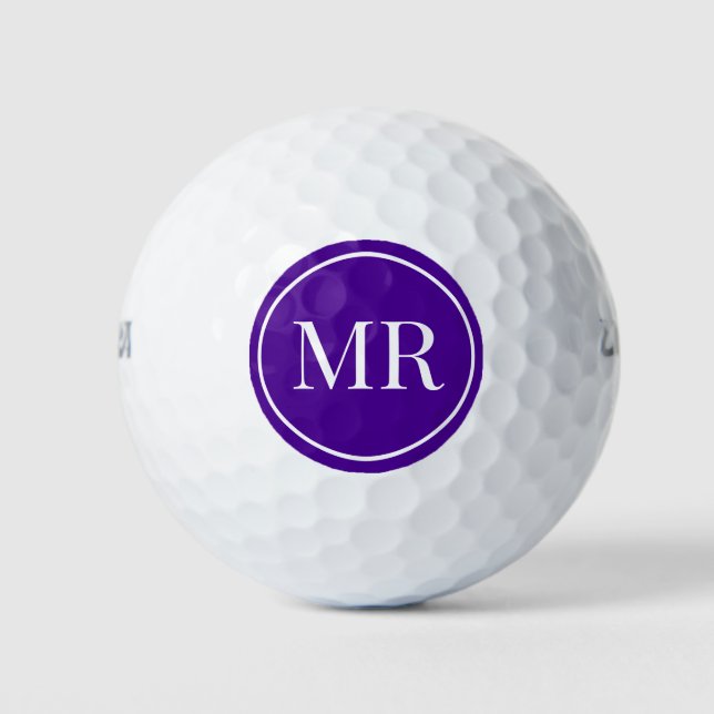 Modern Monogram Purple Golf Balls (Front)