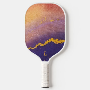 Modern Monogram Purple Ink  Pickleball Paddle